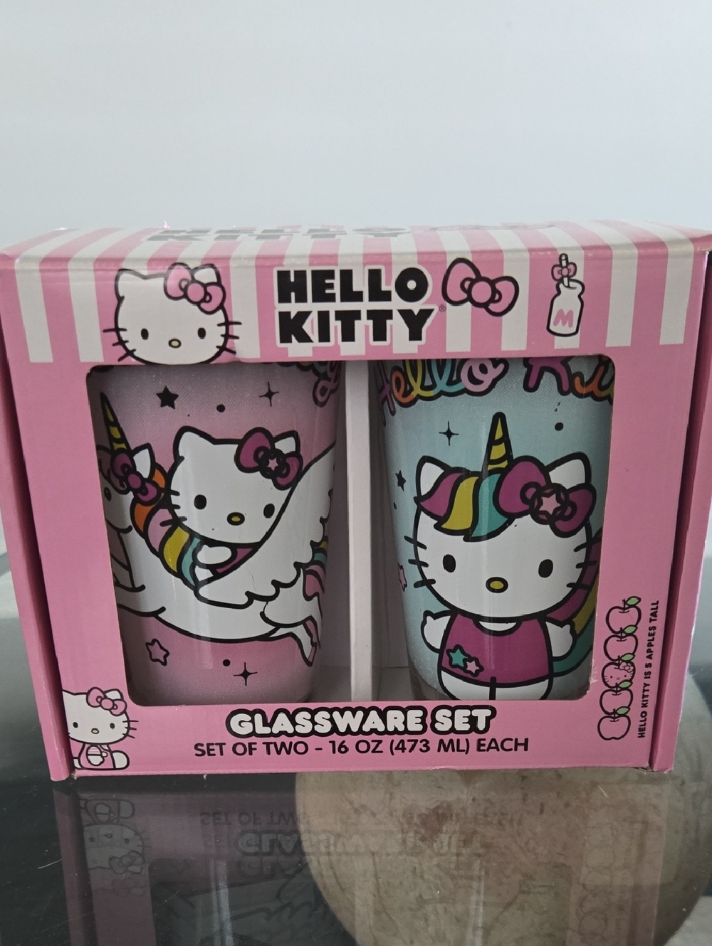 ✨️💕 ​NIB Hello Kitty Unicorn Glassware Set - 16oz Pint Glasses (Set of 2) 💕✨️